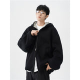 Men’s Double Zipper Hooded Sweater – Casual Loose-Fit Cardigan Jacket for Everyday Comfort