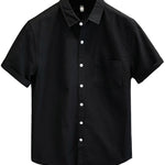 Trendy Handsome Summer Men’s Short Sleeve Shirt – Korean Style Cotton Blend Casual Top