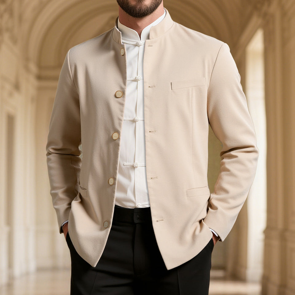 Men's Casual Stand Collar Western Coat Slim Fit | Stylish Long Sleeve Outerwear for Everyday Fashion