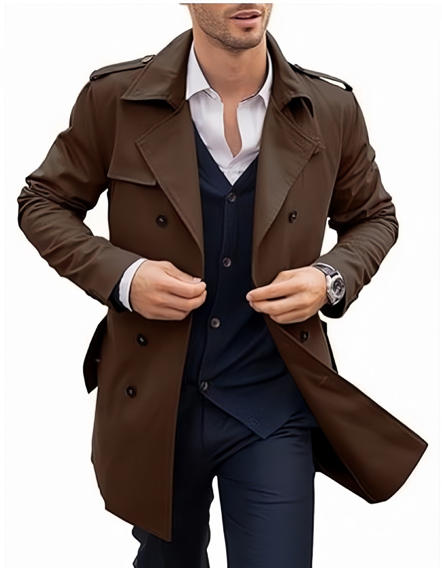 Men’s Mid-Length Double Breasted Coat | Elegant European & American Style Outerwear for Every Occasion