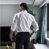 Men’s Loose Lace-Up Long Sleeve Shirt – Casual Silk-Linen Blend Solid Color Top for Teens & Adults