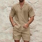 Men’s Summer Tracksuit Set | Casual 2-Piece Lapel Shirt & Shorts | Beach Holiday Outfit for Men
