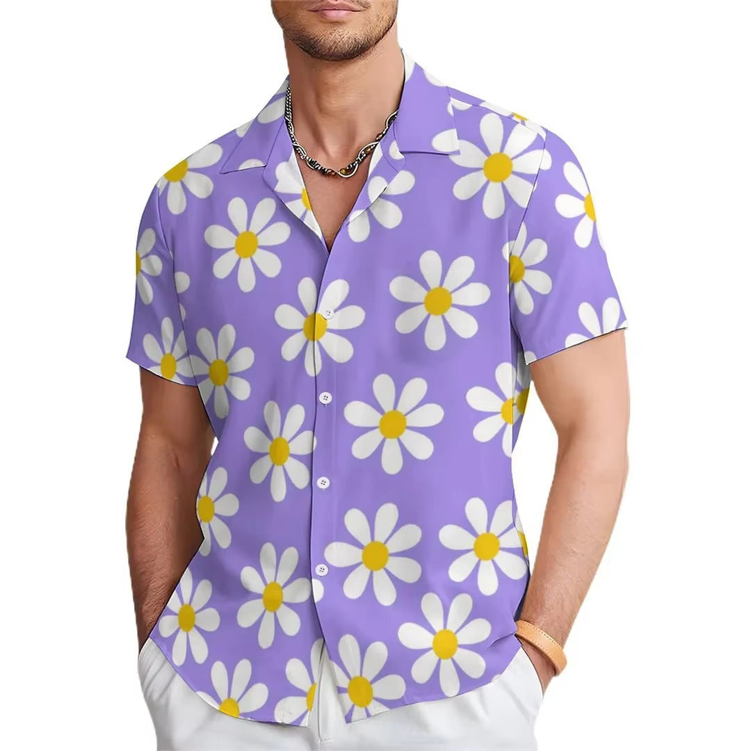 Men’s Floral Print Casual Shirt | Summer Short Sleeve Loose Fit | Trendy Youth Fashion Top