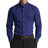 Men’s Oxford Pure Color Casual Loose Shirt – Soft Cotton Blend Cardigan Style Everyday Wear