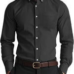 Men’s Oxford Pure Color Casual Loose Shirt – Soft Cotton Blend Cardigan Style Everyday Wear