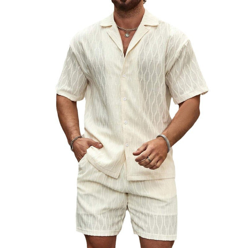 Men’s Summer Tracksuit Set | Casual 2-Piece Lapel Shirt & Shorts | Beach Holiday Outfit for Men
