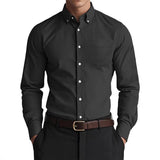 Men’s Oxford Pure Color Casual Loose Shirt – Soft Cotton Blend Cardigan Style Everyday Wear