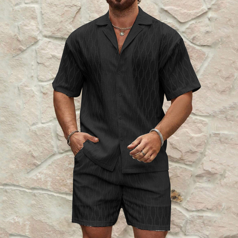 Men’s Summer Tracksuit Set | Casual 2-Piece Lapel Shirt & Shorts | Beach Holiday Outfit for Men