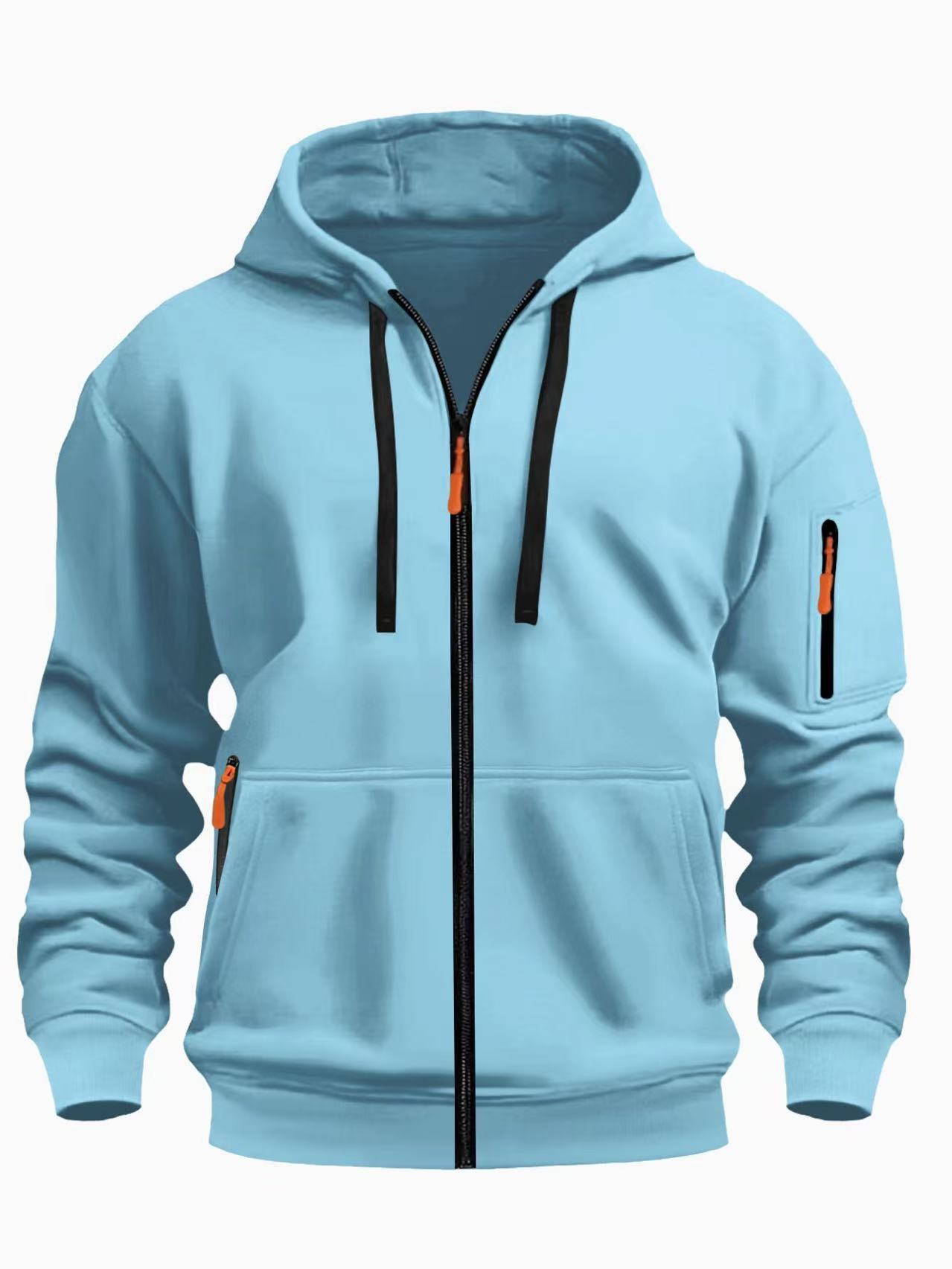 Men’s Zipper Hooded Sweatshirt – Casual Sports Cardigan Coat with Wool Lining | Dashingpoint