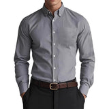Men’s Oxford Pure Color Casual Loose Shirt – Soft Cotton Blend Cardigan Style Everyday Wear