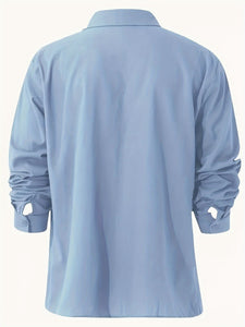 New Solid Color Long Sleeve Stand Collar Shirt for Men – Casual & Stylish Everyday Wear