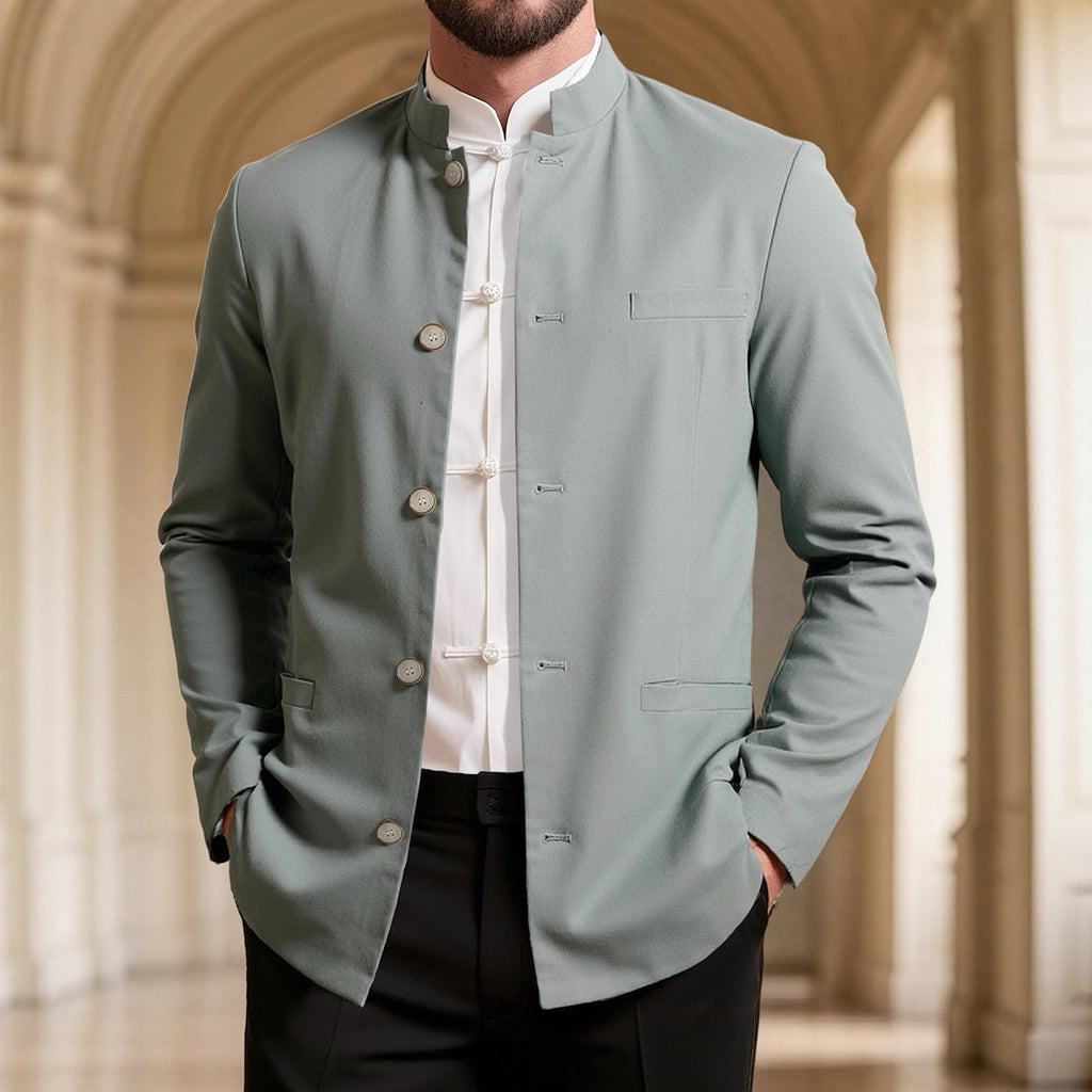 Men's Casual Stand Collar Western Coat Slim Fit | Stylish Long Sleeve Outerwear for Everyday Fashion