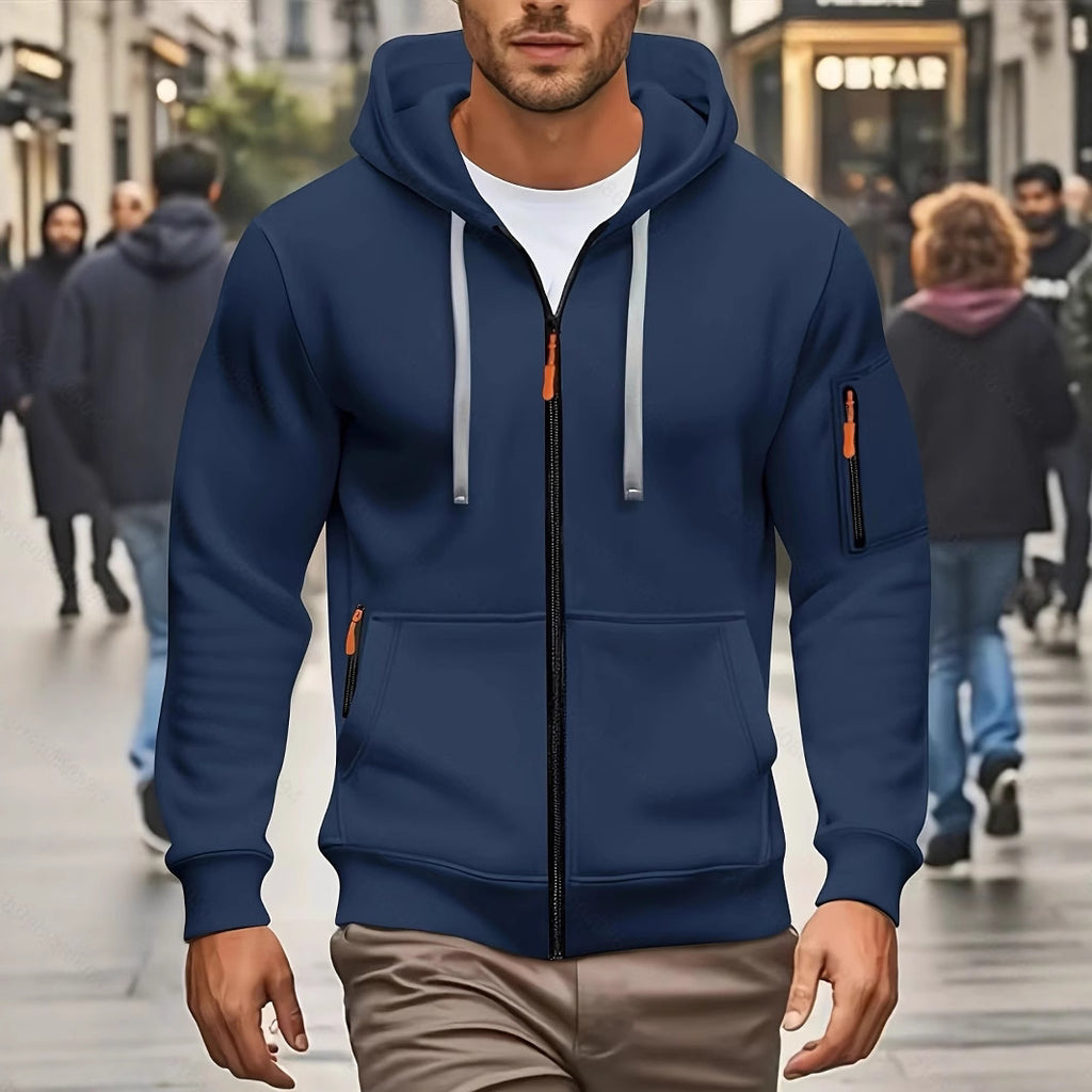 Men’s Zipper Hooded Sweatshirt – Casual Sports Cardigan Coat with Wool Lining | Dashingpoint