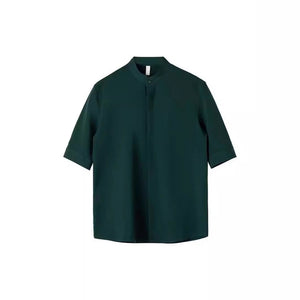 Men’s Thin Stand Collar Short Sleeve Shirt – Casual Lightweight Half Sleeve Summer Top