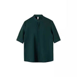 Men’s Thin Stand Collar Short Sleeve Shirt – Casual Lightweight Half Sleeve Summer Top