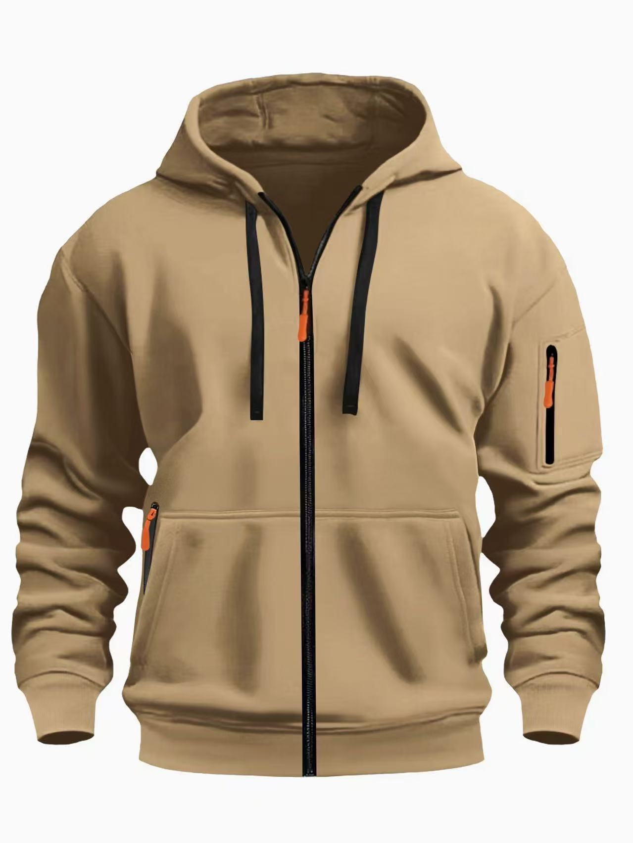 Men’s Zipper Hooded Sweatshirt – Casual Sports Cardigan Coat with Wool Lining | Dashingpoint