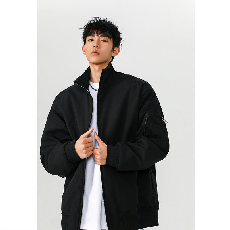 Men’s Large Size Multi-Pocket Flight Jacket – Casual Loose-Fit Lightweight Bomber Coat