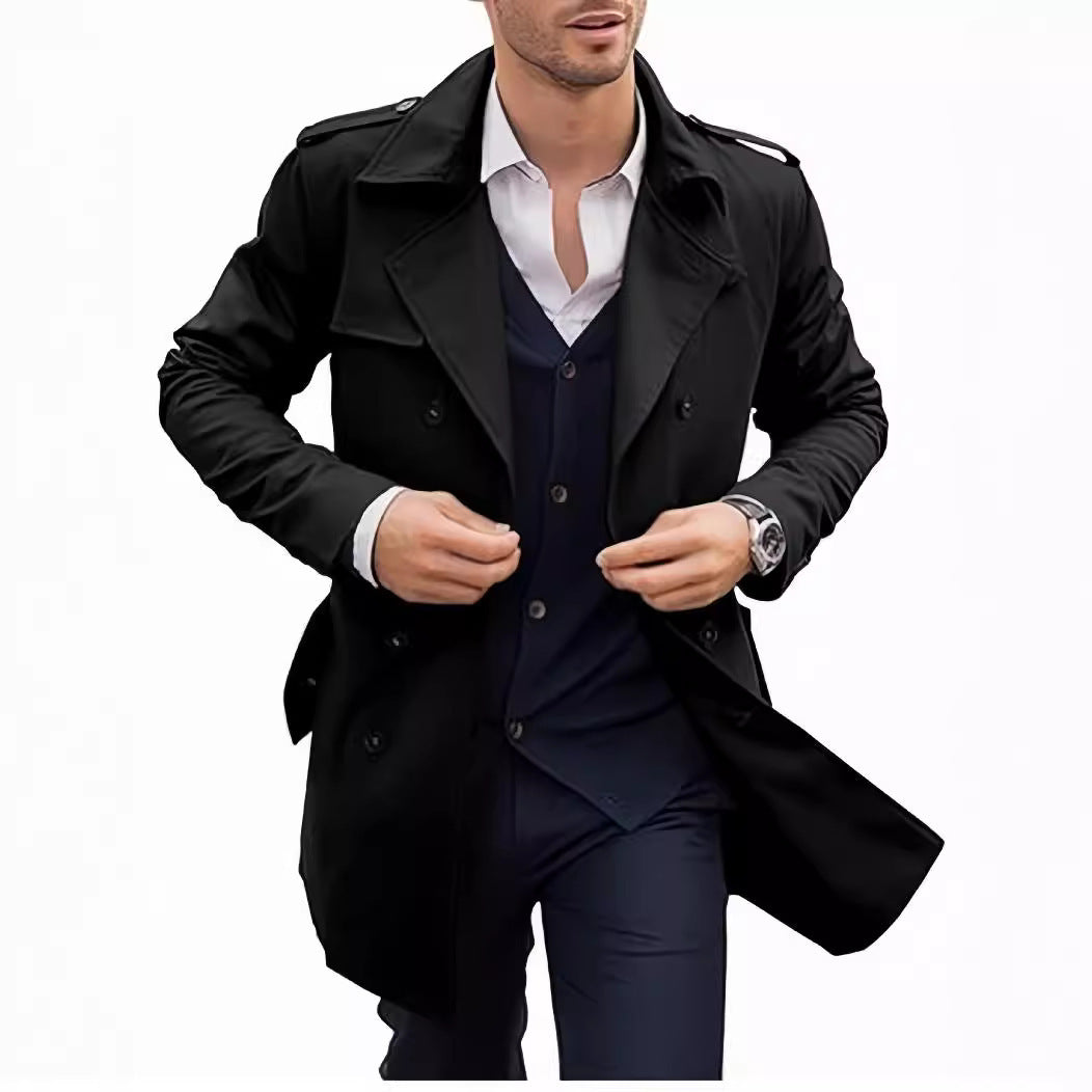 Men’s Mid-Length Double Breasted Coat | Elegant European & American Style Outerwear for Every Occasion