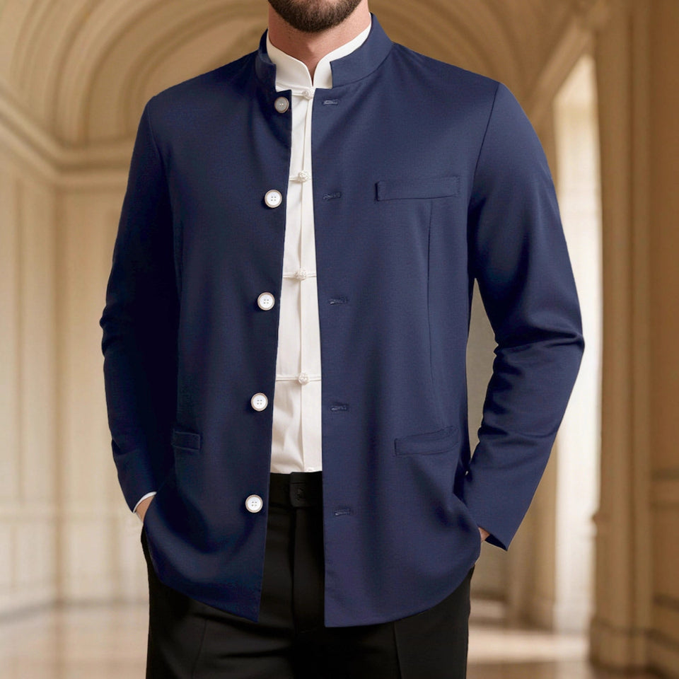 Men's Casual Stand Collar Western Coat Slim Fit | Stylish Long Sleeve Outerwear for Everyday Fashion