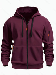 Men’s Zipper Hooded Sweatshirt – Casual Sports Cardigan Coat with Wool Lining | Dashingpoint