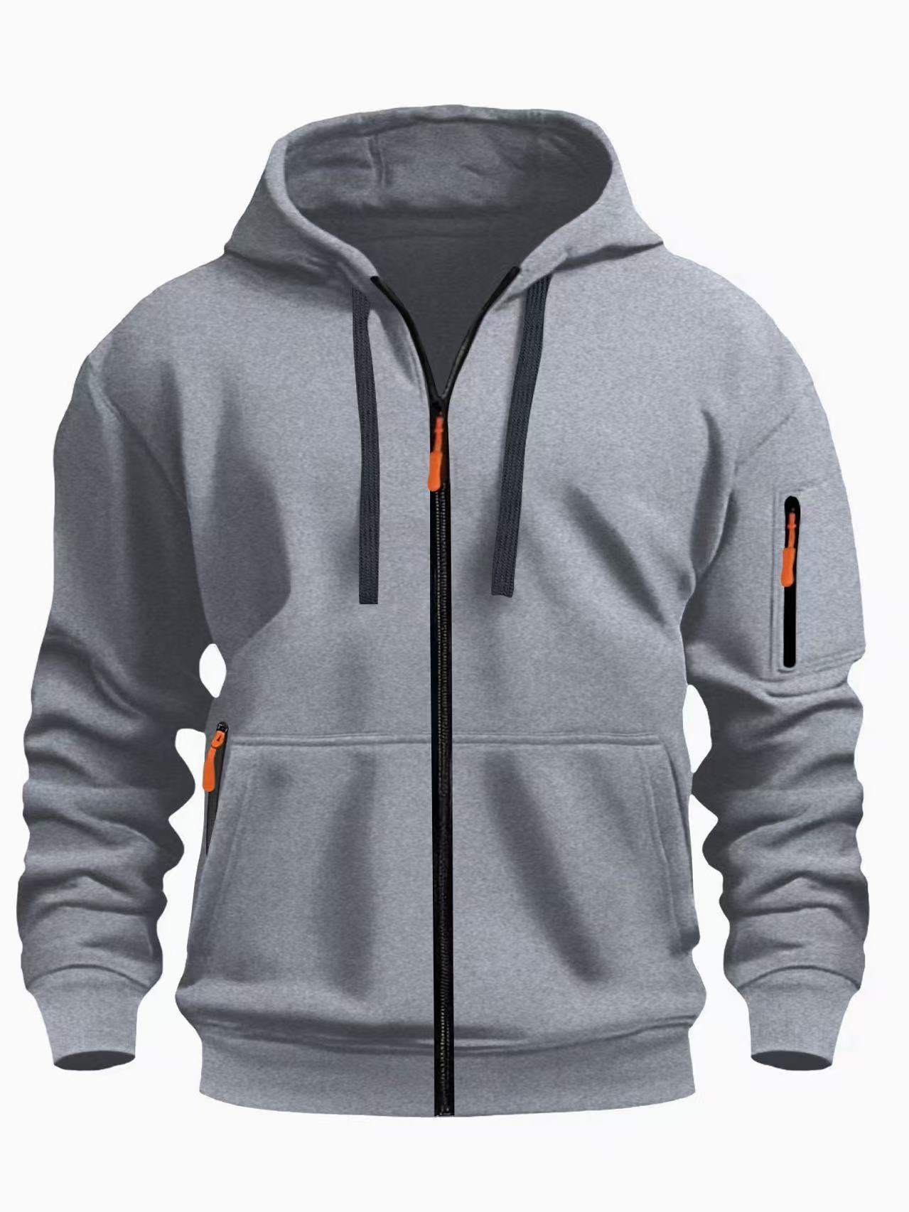 Men’s Zipper Hooded Sweatshirt – Casual Sports Cardigan Coat with Wool Lining | Dashingpoint