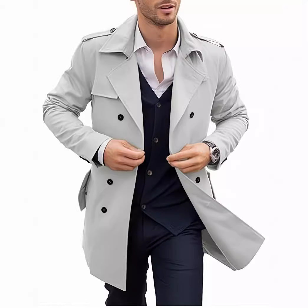 Men’s Mid-Length Double Breasted Coat | Elegant European & American Style Outerwear for Every Occasion