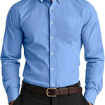 Men’s Oxford Pure Color Casual Loose Shirt – Soft Cotton Blend Cardigan Style Everyday Wear