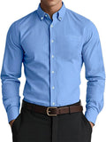 Men’s Oxford Pure Color Casual Loose Shirt – Soft Cotton Blend Cardigan Style Everyday Wear