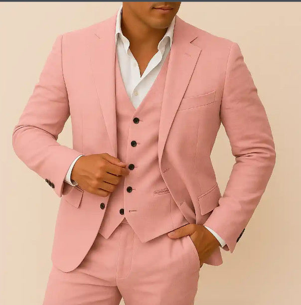 Men’s Casual Business Three-Piece Suit – Slim Fit Light Business Formal Outfit for All Seasons