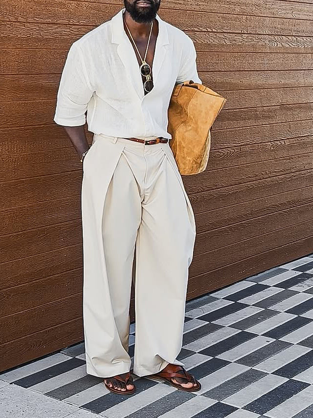 Men’s Casual Short-Sleeved Linen Shirt – Lightweight Elegant Daily Wear Summer Top