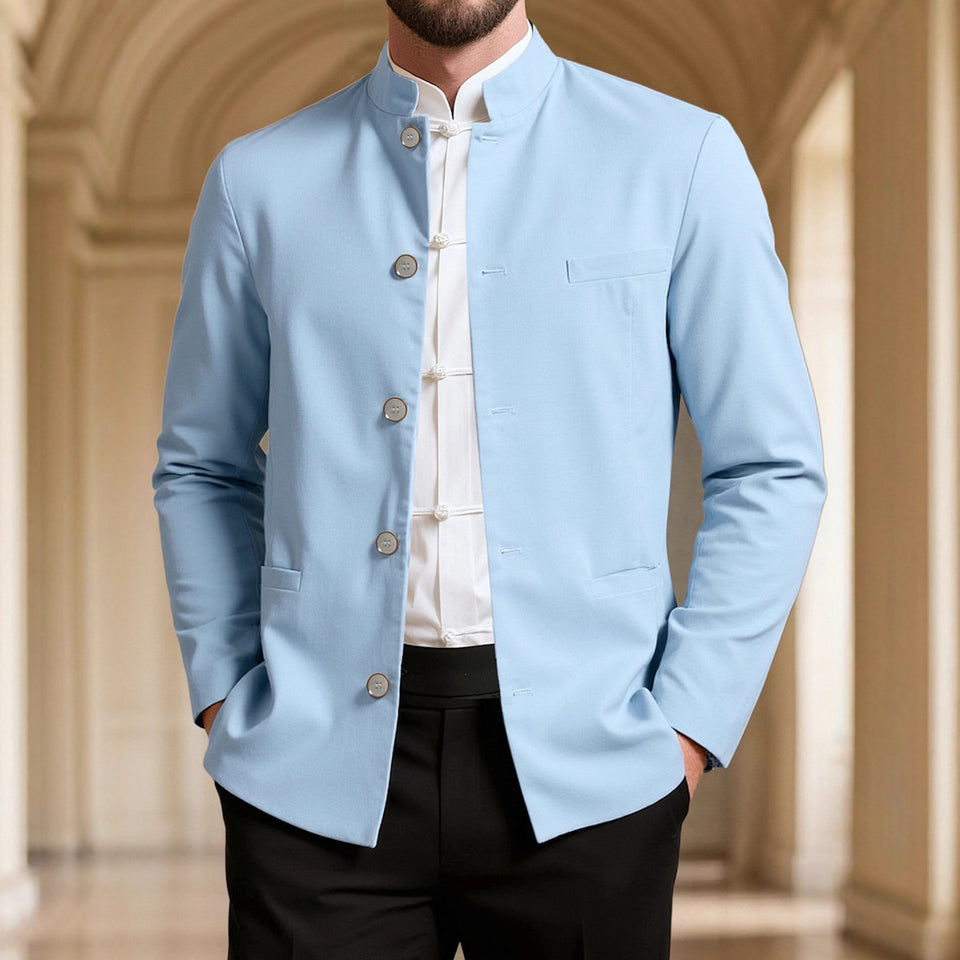 Men's Casual Stand Collar Western Coat Slim Fit | Stylish Long Sleeve Outerwear for Everyday Fashion