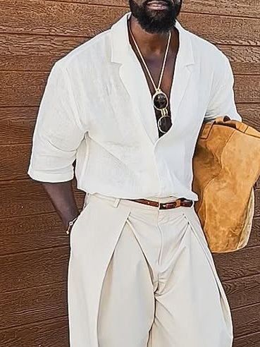 Men’s Casual Short-Sleeved Linen Shirt – Lightweight Elegant Daily Wear Summer Top