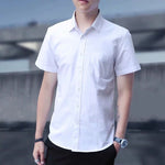 Trendy Handsome Summer Men’s Short Sleeve Shirt – Korean Style Cotton Blend Casual Top