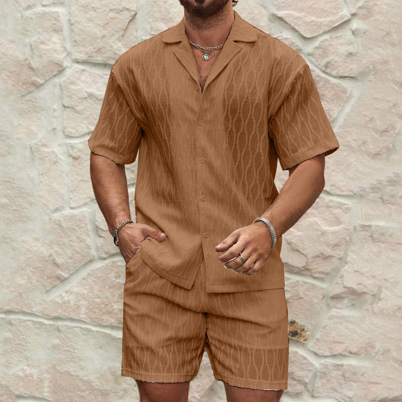 Men’s Summer Tracksuit Set | Casual 2-Piece Lapel Shirt & Shorts | Beach Holiday Outfit for Men