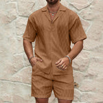 Men’s Summer Tracksuit Set | Casual 2-Piece Lapel Shirt & Shorts | Beach Holiday Outfit for Men
