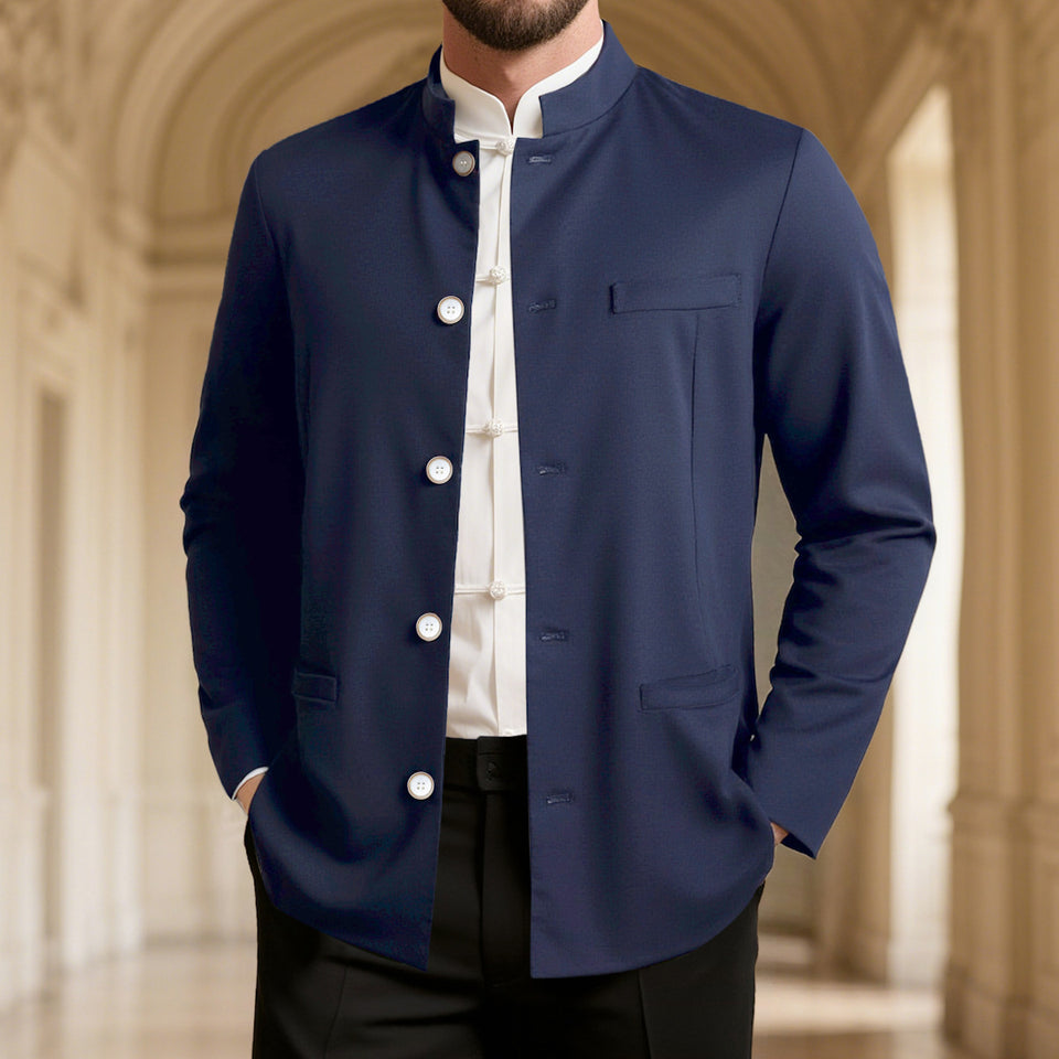 Men's Casual Stand Collar Western Coat Slim Fit | Stylish Long Sleeve Outerwear for Everyday Fashion