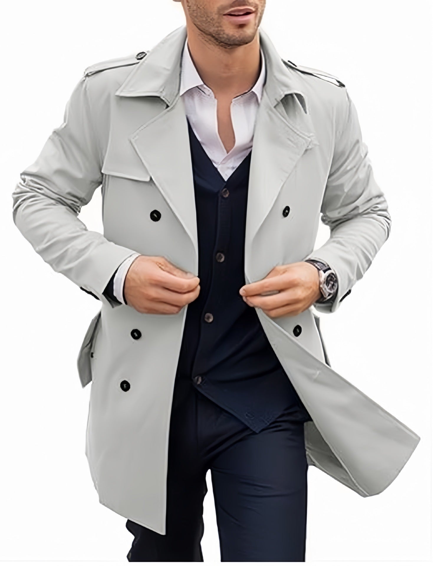 Men’s Mid-Length Double Breasted Coat | Elegant European & American Style Outerwear for Every Occasion