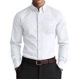 Men’s Oxford Pure Color Casual Loose Shirt – Soft Cotton Blend Cardigan Style Everyday Wear