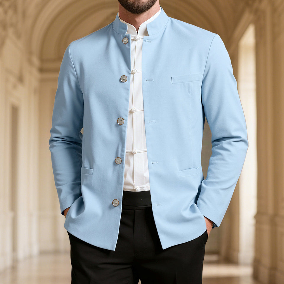Men's Casual Stand Collar Western Coat Slim Fit | Stylish Long Sleeve Outerwear for Everyday Fashion