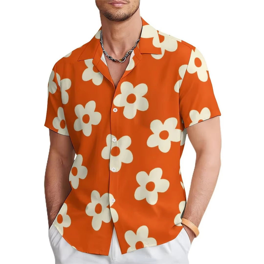 Men’s Floral Print Casual Shirt | Summer Short Sleeve Loose Fit | Trendy Youth Fashion Top