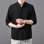 Men’s Cotton Linen Loose Short Sleeve Shirt – Summer Lightweight Casual Trendy Top