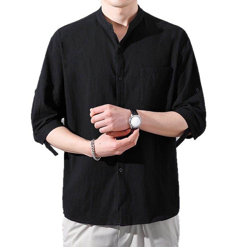 Men’s Cotton Linen Loose Short Sleeve Shirt – Summer Lightweight Casual Trendy Top