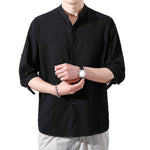 Men’s Cotton Linen Loose Short Sleeve Shirt – Summer Lightweight Casual Trendy Top