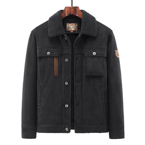 Men’s Deerskin Jacket – Autumn & Winter Windproof Heat-Insulated Business Casual Outerwear
