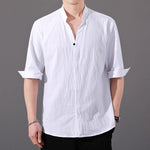 Men’s Cotton Linen Loose Short Sleeve Shirt – Summer Lightweight Casual Trendy Top