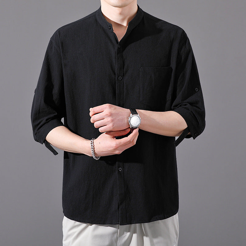 Men’s Cotton Linen Loose Short Sleeve Shirt – Summer Lightweight Casual Trendy Top