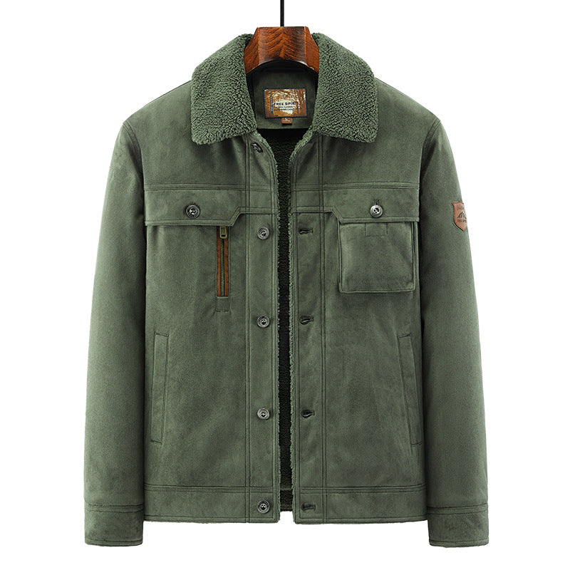 Men’s Deerskin Jacket – Autumn & Winter Windproof Heat-Insulated Business Casual Outerwear