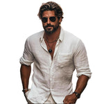 Men’s Lapel Long Sleeve Breathable Casual Shirt – Chinese Pocket Design for Spring & Autumn