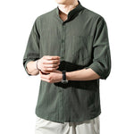 Men’s Cotton Linen Loose Short Sleeve Shirt – Summer Lightweight Casual Trendy Top