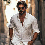 Men’s Lapel Long Sleeve Breathable Casual Shirt – Chinese Pocket Design for Spring & Autumn